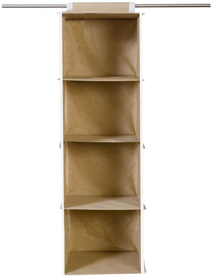 Nerrdy Cloth Organizer - Hanging 4 Shelves Wardrobe Organizer
