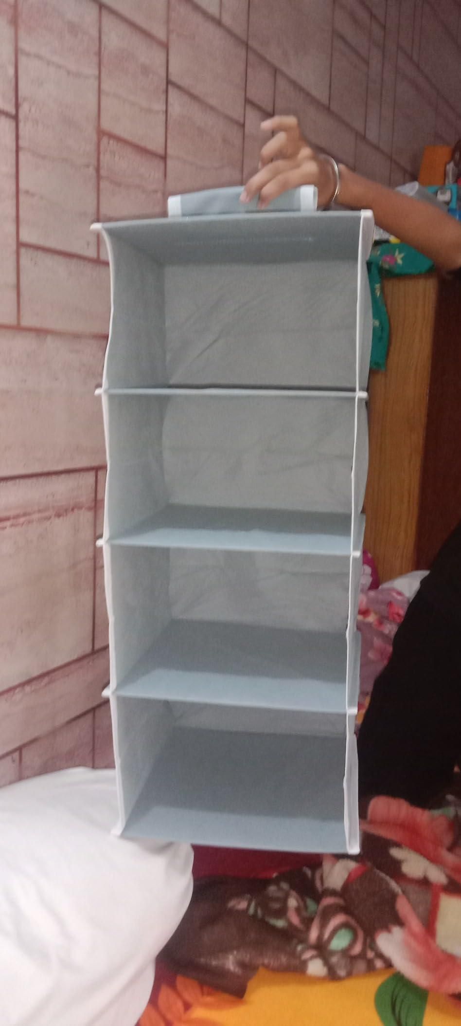 Nerrdy Cloth Organizer - Hanging 4 Shelves Wardrobe Organizer